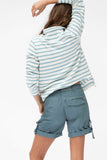 BLUE BARBARA STRIPED 1/2 ZIP POLO SWEATER