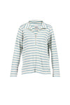 BLUE BARBARA STRIPED 1/2 ZIP POLO SWEATER