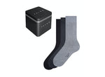 FALKE HAPPY BOX3 PAAR BLACK GREY